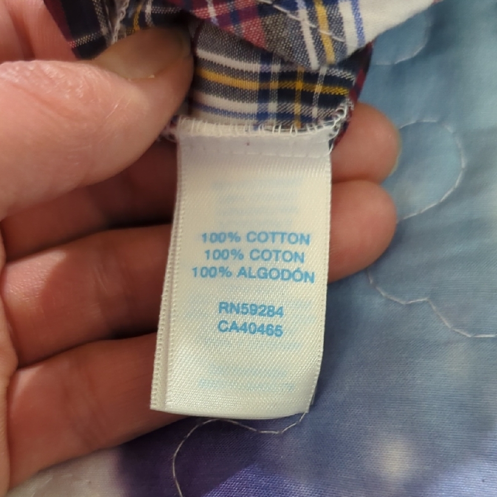 Baby Boy Plaid Button-Down Shirt | 0–3 Months | Red, Blue, White & Black - Picture 6 of 16